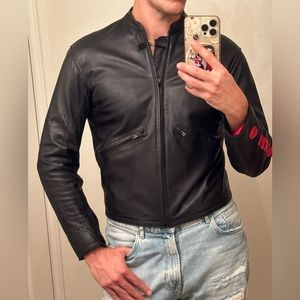 Designer leather biker jacket DKNY